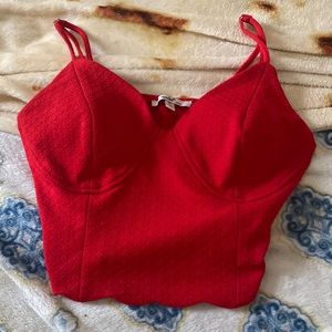 Red spaghetti strap crop top